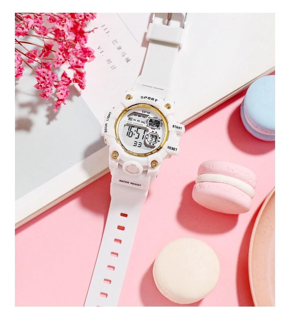 Montre numérique élégante pour femmes et étudiantes