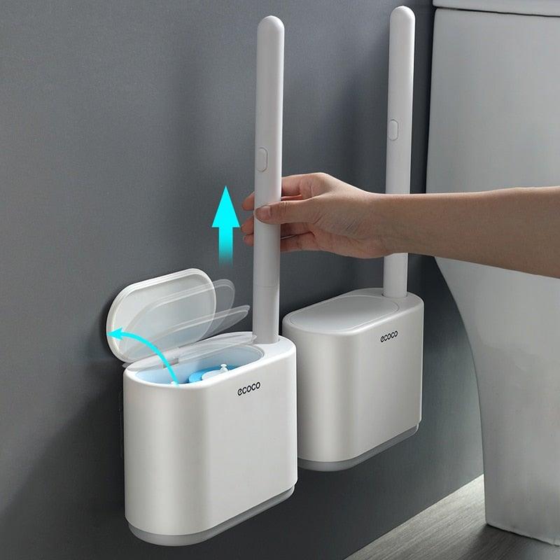 Brosse de Toilette Murale Premium avec Poils en Silicone Flexible