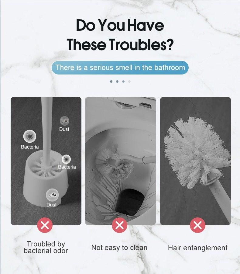 Brosse de Toilette Murale Premium avec Poils en Silicone Flexible