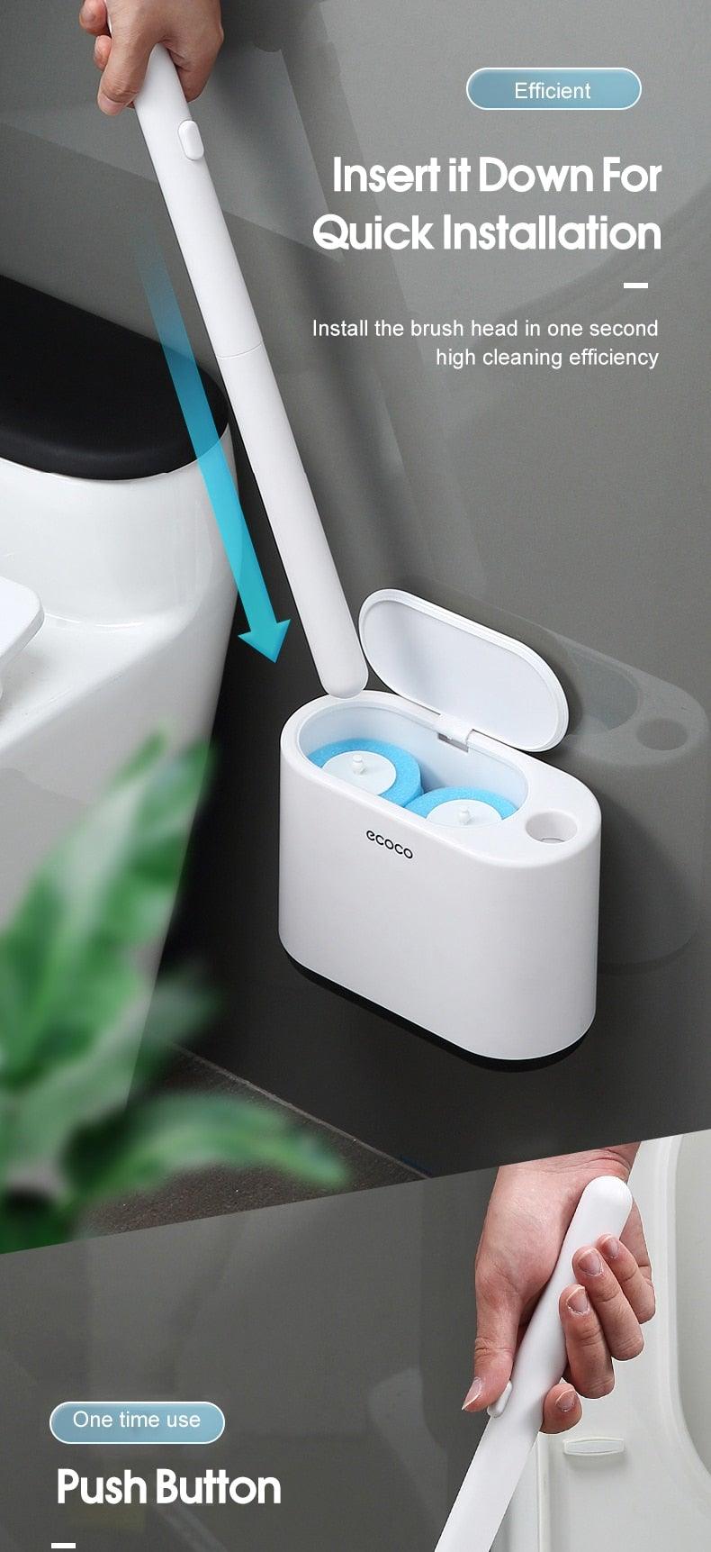 Brosse de Toilette Murale Premium avec Poils en Silicone Flexible