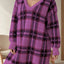 Distressed Plaid V-Neck Long Sleeve Sweater Dress