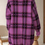 Distressed Plaid V-Neck Long Sleeve Sweater Dress