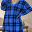 Distressed Plaid V-Neck Long Sleeve Sweater Dress