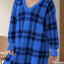 Distressed Plaid V-Neck Long Sleeve Sweater Dress