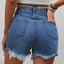 Distressed Raw Hem Denim Shorts