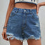 Distressed Raw Hem Denim Shorts