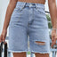 Distressed Raw Hem Denim Shorts