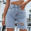 Distressed Raw Hem Denim Shorts