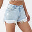 Distressed Raw Hem Denim Shorts - Korvel