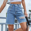Distressed Raw Hem Denim Shorts