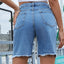 Distressed Raw Hem Denim Shorts