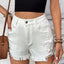 Distressed Raw Hem High Rise Denim Shorts