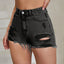Distressed Raw Hem High Rise Denim Shorts