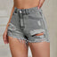 Distressed Raw Hem High Rise Denim Shorts