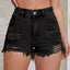Distressed Raw Hem High Waist Denim Shorts - Korvel