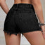 Distressed Raw Hem High Waist Denim Shorts - Korvel