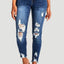 Distressed Raw Hem Jeans with Pockets