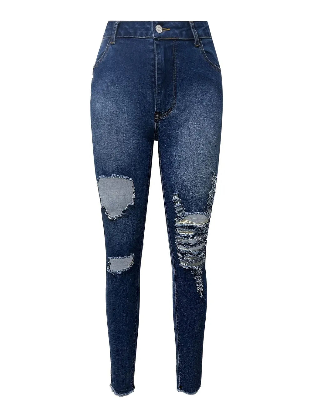 Distressed Skinny Jeans with Pockets - Korvel