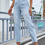 Distressed Straight Jeans with Pockets