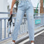 Distressed Straight Jeans with Pockets