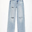 Distressed Straight Leg Jeans with Pockets - Korvel