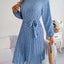 Ditsy Floral Tie Waist Pleated Dress - Korvel