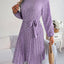 Ditsy Floral Tie Waist Pleated Dress - Korvel