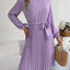 Ditsy Floral Tie Waist Pleated Dress - Korvel