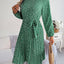 Ditsy Floral Tie Waist Pleated Dress - Korvel