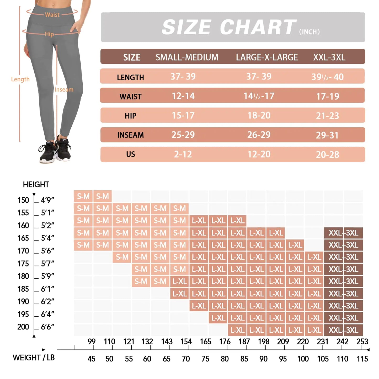 NEW YOUNG 3 Pack High Waisted Leggings with Pockets for Women