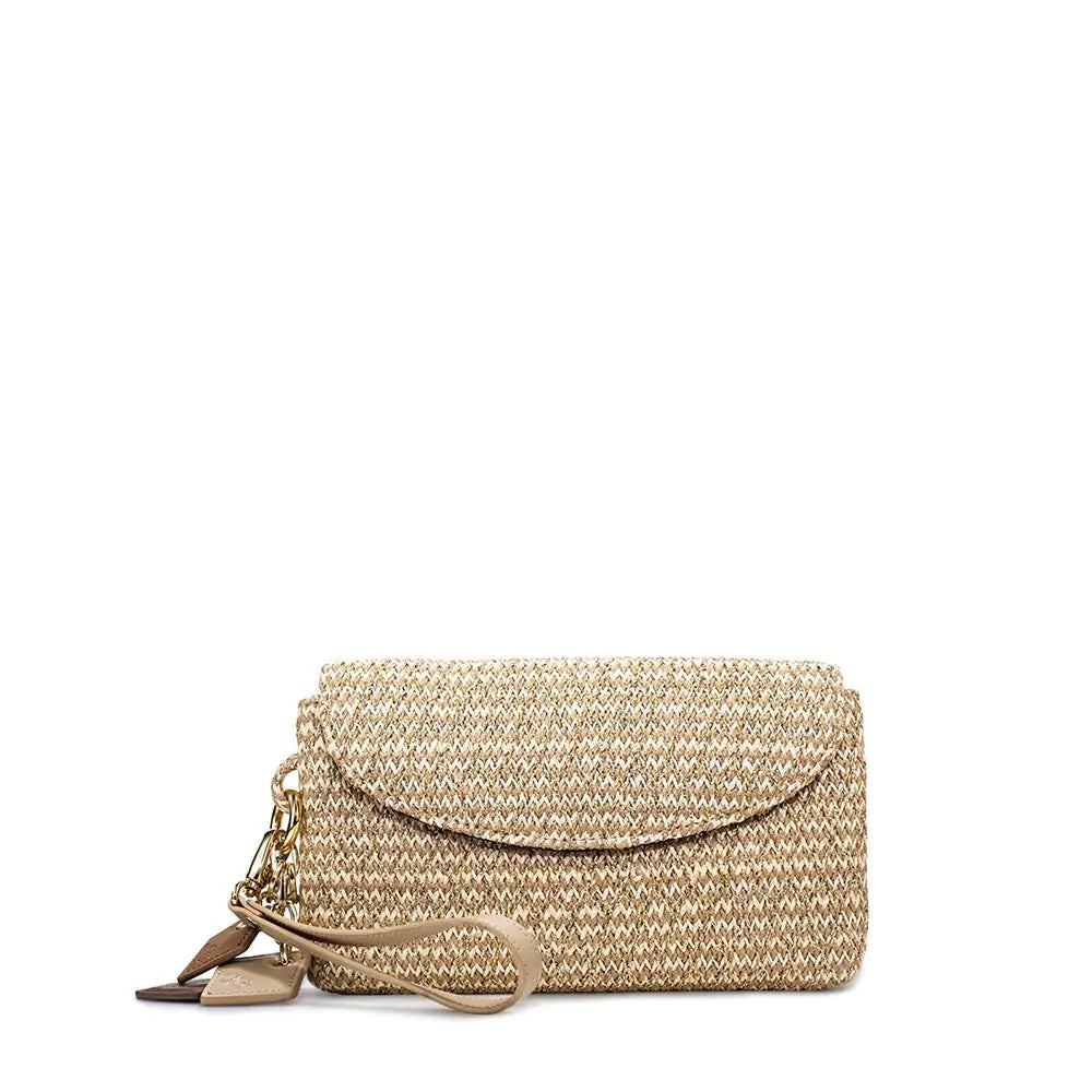 Phoenix Clutch - Tan & Gold Elegance