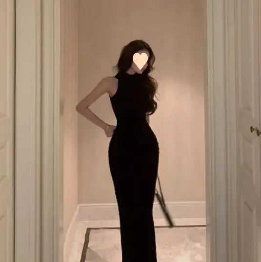 Robe Longue Évasée Sans Manches Élégante