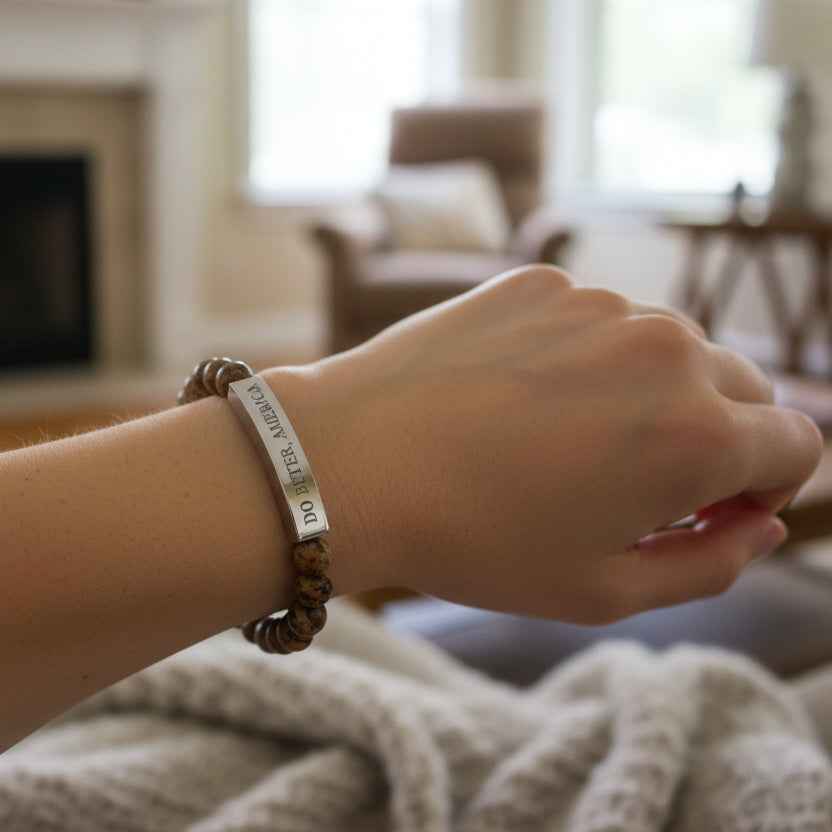 Bracelet Do Better, America – Bracelet extensible en acier inoxydable gravé
