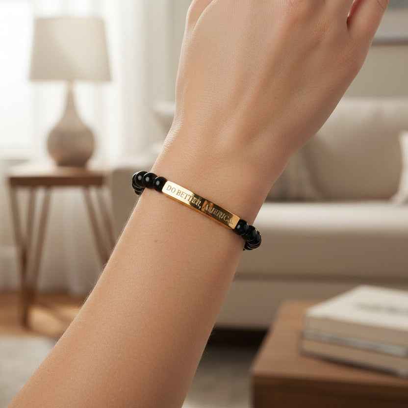 Bracelet Do Better, America – Bracelet extensible en acier inoxydable gravé