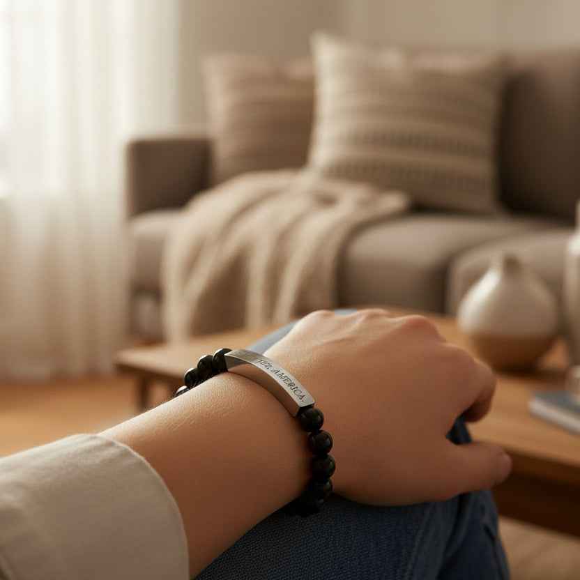 Bracelet Do Better, America – Bracelet extensible en acier inoxydable gravé
