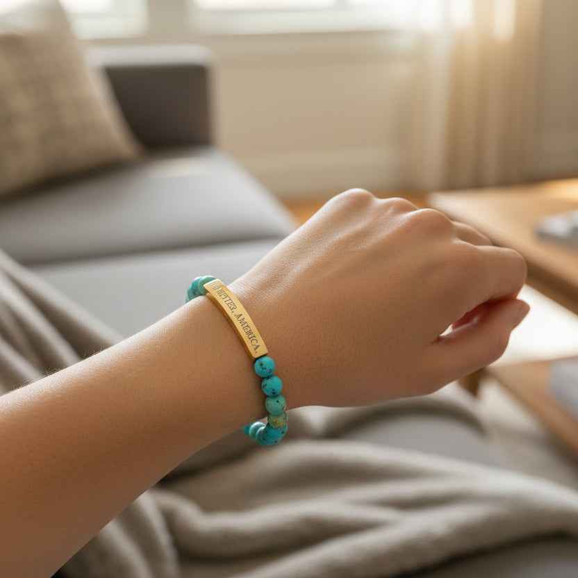 Bracelet Do Better, America – Bracelet extensible en acier inoxydable gravé