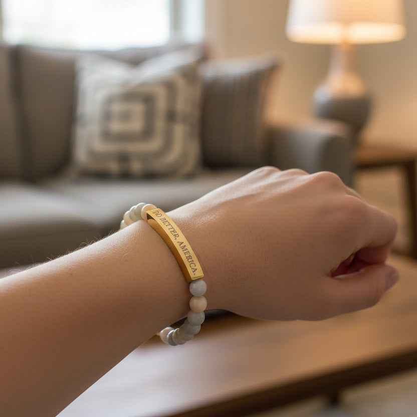 Bracelet Do Better, America – Bracelet extensible en acier inoxydable gravé