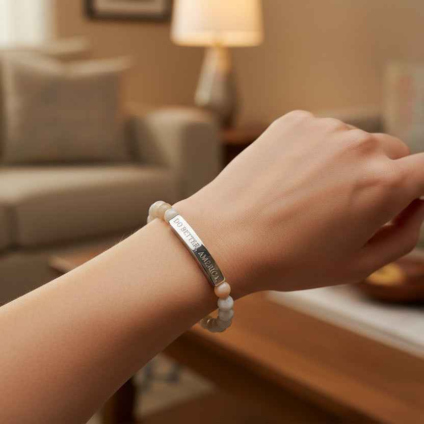 Bracelet Do Better, America – Bracelet extensible en acier inoxydable gravé