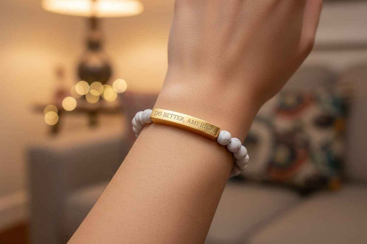 Bracelet Do Better, America – Bracelet extensible en acier inoxydable gravé