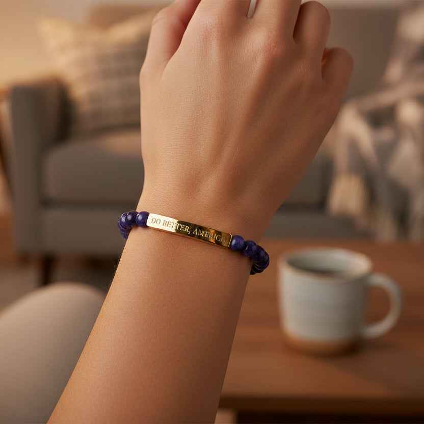 Bracelet Do Better, America – Bracelet extensible en acier inoxydable gravé