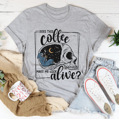 Cozy Skull Tee - Does This Coffee Make Me Look Alive - Korvel