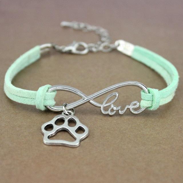 Bracelet Charme Amour Infini avec Empreinte de Patte de Chien