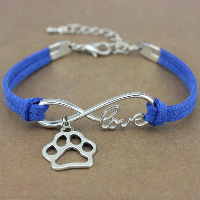Bracelet Charme Amour Infini avec Empreinte de Patte de Chien