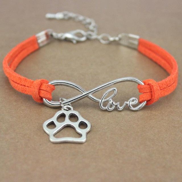Bracelet Charme Amour Infini avec Empreinte de Patte de Chien