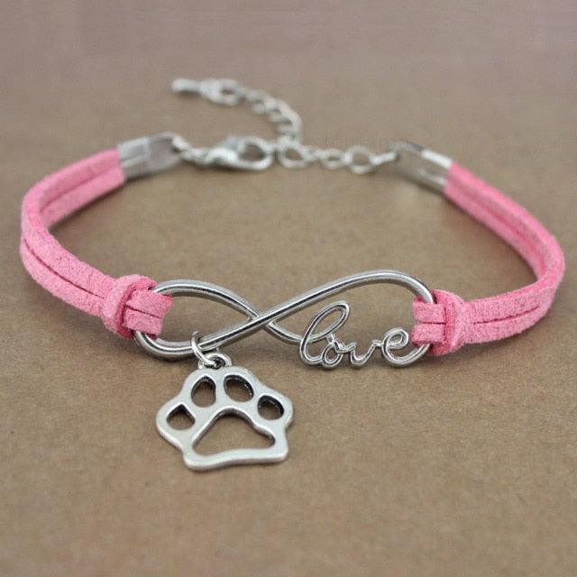 Bracelet Charme Amour Infini avec Empreinte de Patte de Chien