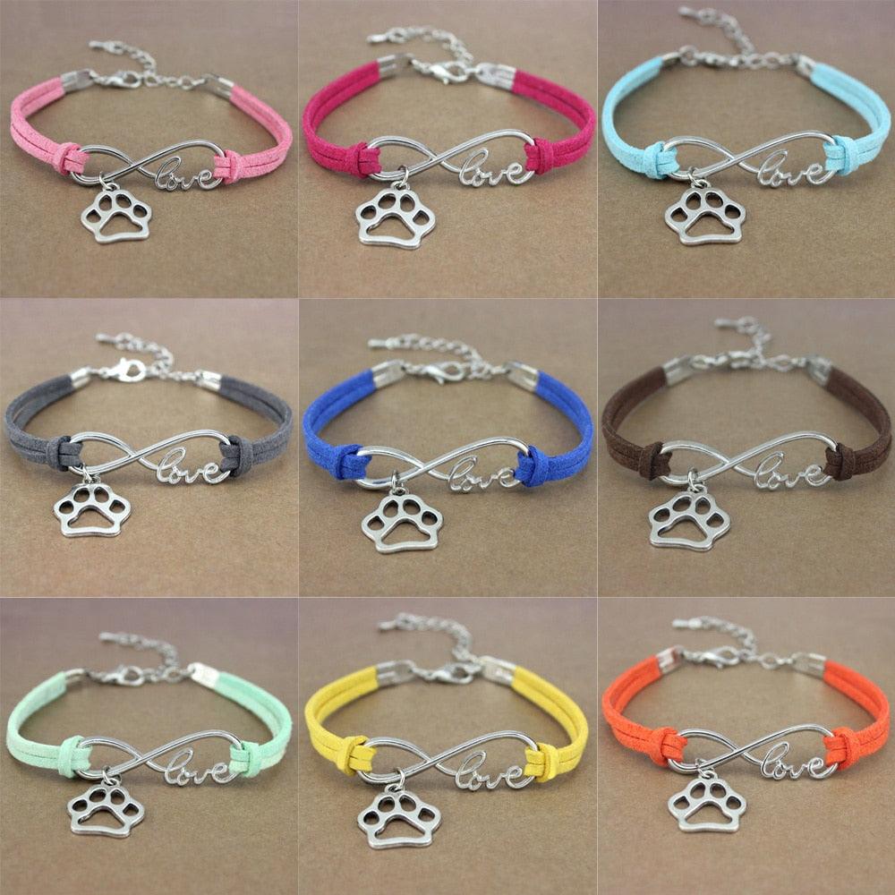 Bracelet Charme Amour Infini avec Empreinte de Patte de Chien