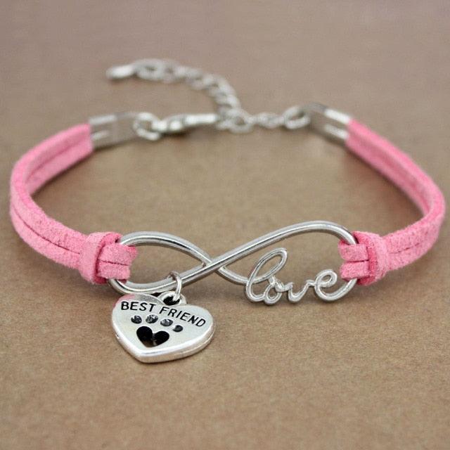 Bracelet Charme Amour Infini avec Empreinte de Patte de Chien