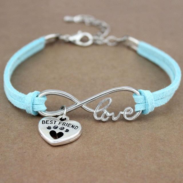 Bracelet Charme Amour Infini avec Empreinte de Patte de Chien