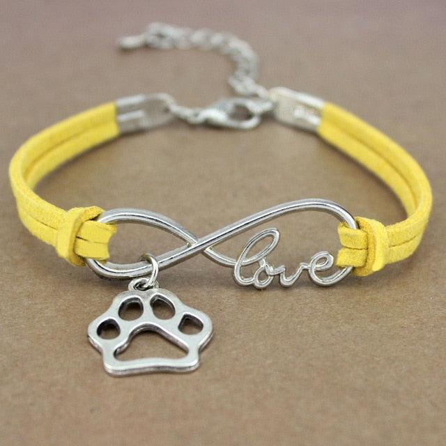 Bracelet Charme Amour Infini avec Empreinte de Patte de Chien