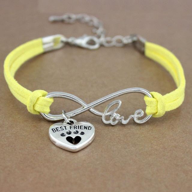 Bracelet Charme Amour Infini avec Empreinte de Patte de Chien